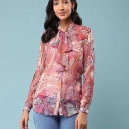 aarke Ritu Kumar Beige Paisley Shirt With Inner-image-50