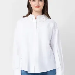 Spykar White Cotton Shirt-image-79