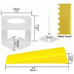 FLAMINGO ENTERPRISE Tile Leveling System Kit 100 Wedge and 200 Clips Non-Magnetic Yellow & White 4 mm Clip 5 cm Length, FM-503 image 4