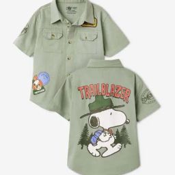 The Souled Store Boys Green Cotton Printed Peanuts Top-image-109