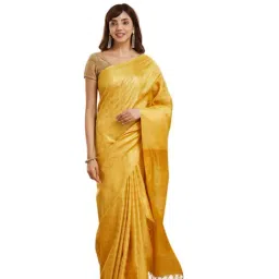 Fabindia Mustard Woven Design Saree-picture-6