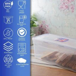 Lock & Lock Transparent Plastic Rectangular Bread Box with Divider image 5