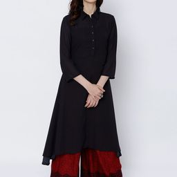 Vishudh Women Black Printed A-Line Kurta-picture-40