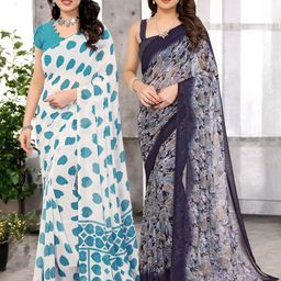 Moda Rapido Pack Of 2 Floral Printed Pure Georgette Saree-picture-44