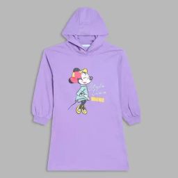 Blue Giraffe Girls Purple Cotton Printed Full Sleeves Dress-image-32