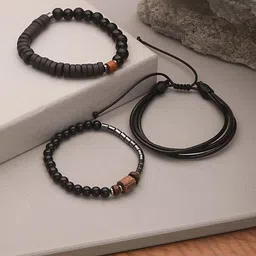 Jazz and Sizzle Men Set of 3 Beaded Elasticated Bracelet-image-59