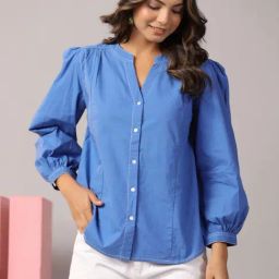 Autumnlane Blue Rene Indigo Cotton Shirt-image-20