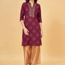 Rangmanch by Pantaloons Purple Printed Straight Kurta-picture-8
