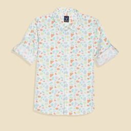 Allen Solly Boys White Cotton Slim Fit Printed Shirt-image-83