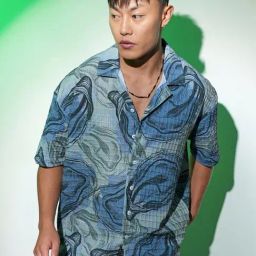 Campus Sutra Blue Regular Fit Printed Shirt-image-96