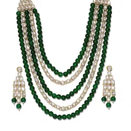 Shining Diva Gold-Toned & Green Stone-Studded Jewellery Set-picture-15