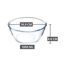 Femora Borosilicate Glass Microwave Safe All-Purpose Mixing Bowl,400 ML, 1050 ML, Set of 2 image 4