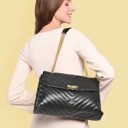 Lavie Veden Black Quilted Large Shoulder Bag-image-15