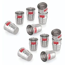 HAZEL Silver Stainless Steel Basic Drinking Glass - Set of 12 (200 ml)-10