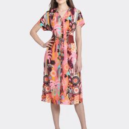 SHAYE Multicolor Floral Print Shirt Dress-image-31