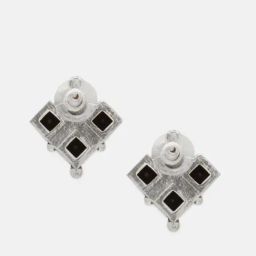 Priyaasi Black Contemporary Oxidized Stone Studded Stud Earring image 4