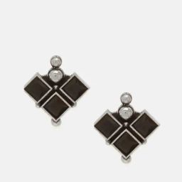 Priyaasi Black Contemporary Oxidized Stone Studded Stud Earring image 3