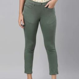 Go Colors! Olive Green Mid Rise Crop Jeggings-image-70