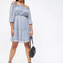 Kibo Blue Crepe Self Mini Dress-image-42