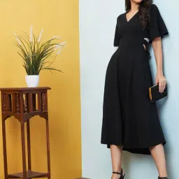 Globus Black Regular Fit A Line Dress-image-81