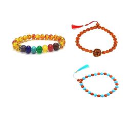 Divine souvenirs Unisex Set Of 3 Artificial Beaded Elasticated Bracelets image 1