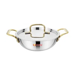 Rudra Gold Stainless Steel Kadai with Riveted Handles (24 cm)-image-65