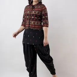 SHEESHAM Printed Round Neck Tunic With Dhoti Pant And Jacket-picture-15