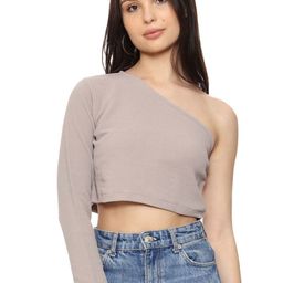 SXV STYLE Women One Shoulder Fitted Crop Top-picture-35