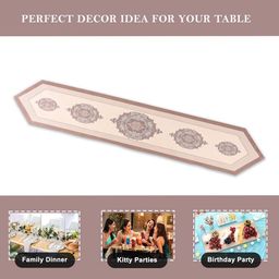 Myntra Elegant Homes Cream & Brown Printed Cotton Table Runner image 4