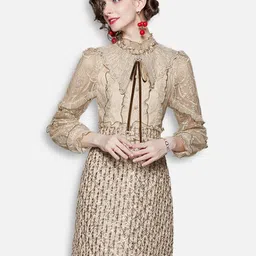 JC Collection Beige Mini Dress-11