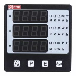 RS PRO LED Digital Panel Multi-Function Meter for AC Current, AC Voltage, Active Apparent, 1365383-49