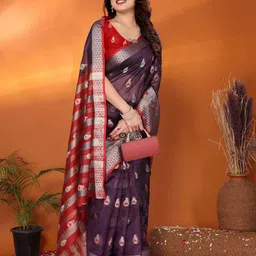 vj fashion Paisley Zari Linen Blend Saree-picture-58