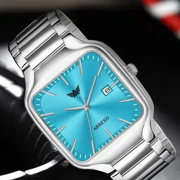 Abrexo Men Stainless Steel Bracelet Style Straps Watches Abx8869-Skyblue Square Watch-image-75