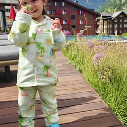 Snuggly Spaces Green Cotton Blend Maxi Printed Nightdress-image-55