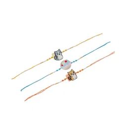 Yellow Bee Set Of 3 Wraparound Rakhi With Roli Chawal image 4