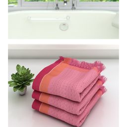 Athom Living 100% Premium Cotton Bath Towel Pack Of 3 - Pink-image-70