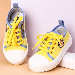 Cute Walk by Babyhug Lace Up Casual Shoes Smiley Applique - Yellow-image-93