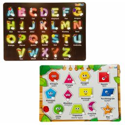 TodFod Wooden 4 in 1 English Alphabets & Shapes Puzzles Multicolour - 38 Pieces-19