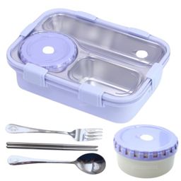 PLUSPOINT Bento Lunch Box Insulated Air Tight Portable Lunch Box with Utensils, Stainless Steel Lunch Box with Containers, Leak Proof Bento Box (PURPLE)-image-85
