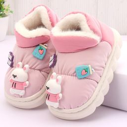 Oh! Pair Slip On  Winter Shoes With Bunny Applique - Pink-image-86