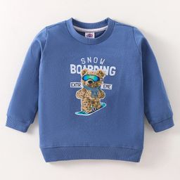 Zero Cotton Knit Full Sleeves Text Printed T-Shirt - Blue-image-68
