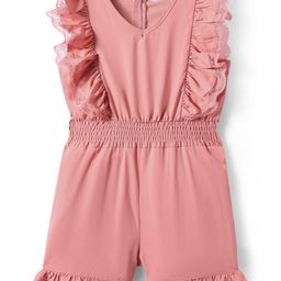 Mark & Mia Frill Sleeves Jumpsuit with Smocking & Frill Detailing - Pink-image-46