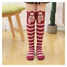 MOMISY Moneky Designed Striped Socks - Burgundy-image-42