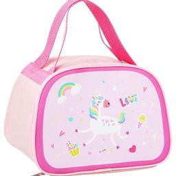 House of Quirk Insulated Reusable Lunch Bag Tote Bag For Three-Layer Thick Fabric Women Lunch Bag For School Picnic Office Outdoor Gym (Pink Rainbow Unicorn), 3 Liters-image-71