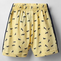 Taeko Single Jersey Knit Knee Length Shorts With Horse Print - Yellow-image-36
