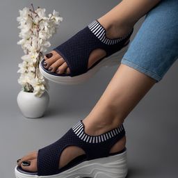 Shoetopia Striped Sandals - Blue-image-29