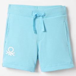UCB Knit Knee Length Solid Shorts With Ribbed Waist - Light Blue-picture-22