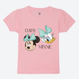 Wear Your Mind Cotton Knit Mickey & Friends Featuring Half Sleeves Characters Printed Tee - Pink-picture-37