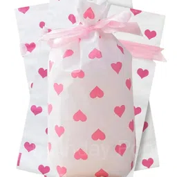 Birthday Popper Hearts Gift Bags with Ribbons Reusable Pouches for Birthday Return Gifts Cookies Candy Small Toys Drawstring Bags for Celebrations Pack of 50 - Pink-picture-12