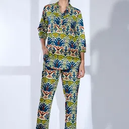 Readiprint Fashions Geometric Printed Mandarin Collar Pure Cotton Tunic With Trousers-image-49